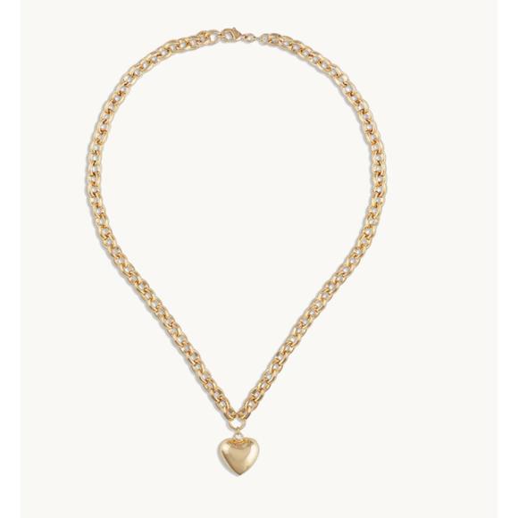 NEW ALEXA LEIGH women's puff love necklace in gold - Picture 1 of 3